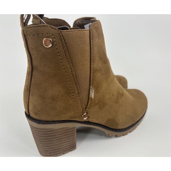 Jabasic Womens Casual Suede Ankle Chelsea Brown Boots Shoes Size 5 - Picture 2 of 11